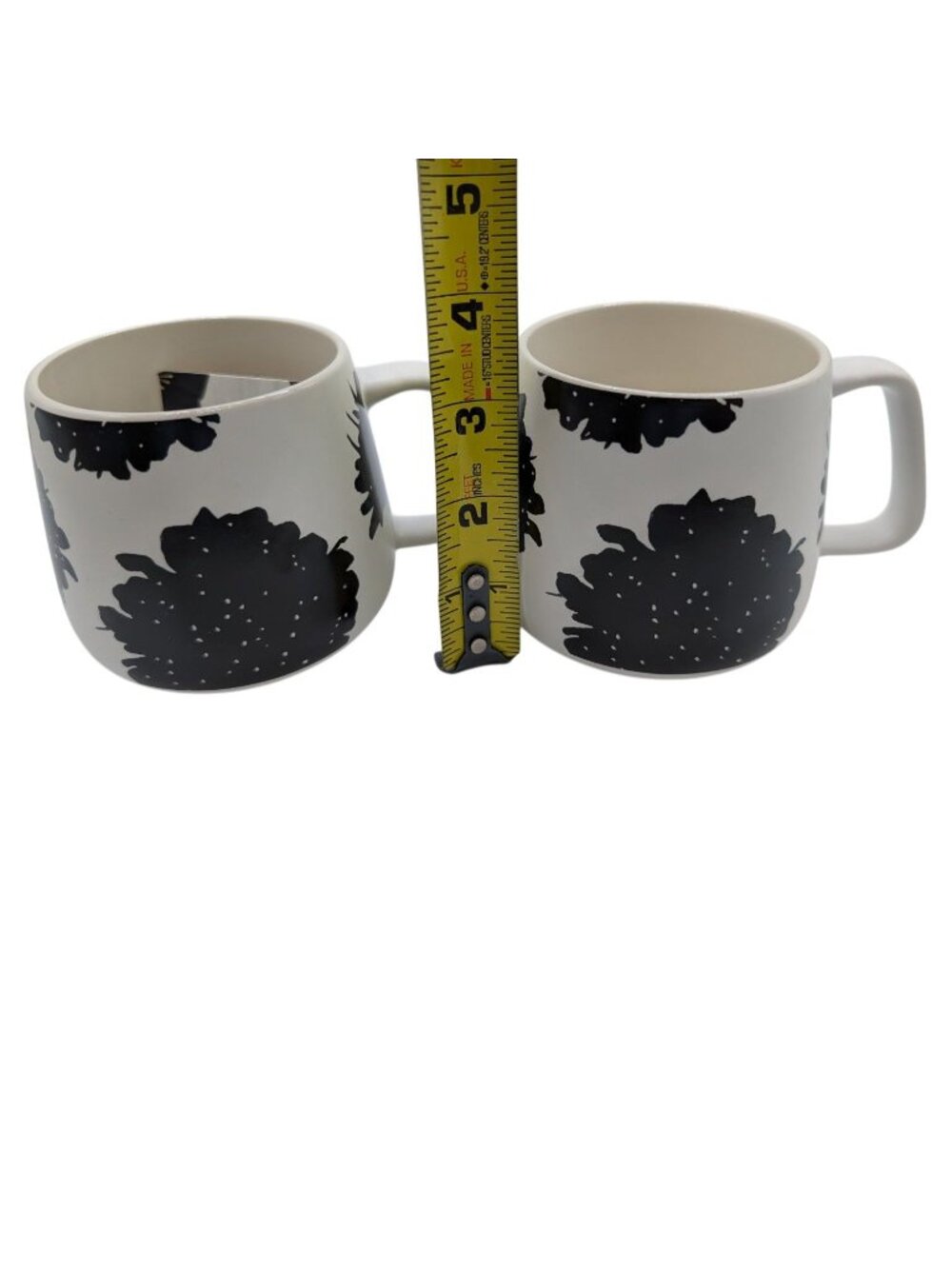 India & Purry Porcelain Coffee Mug Set With Black Scabiosa Floral Design - Picture 9 of 10